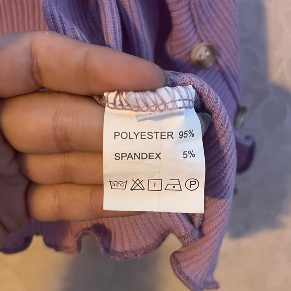 Purple ruffle trim short sleeved cardigan - Picture 4 of 5